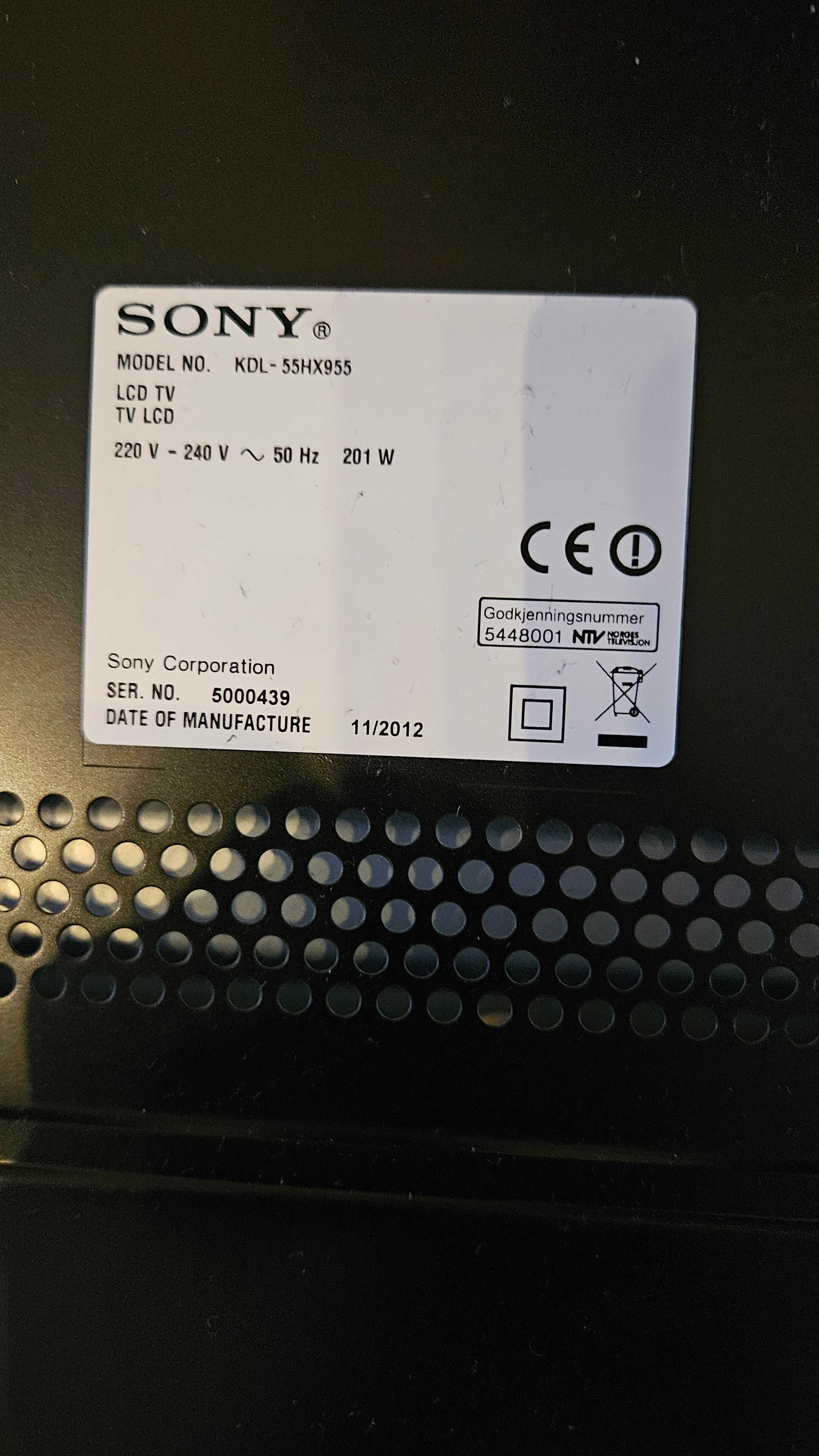 TV 55' Sony KDL-55HX955 uszkodzona matryca