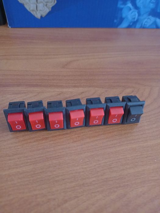 Міні перемикач кнопковий, клавішний 250в.6А.