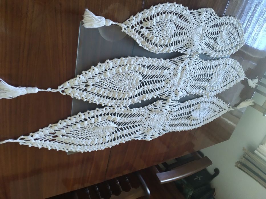 Lote peças crochet, linha de algodão branco