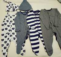 4 pajace/piżamki dla niemowlaka F&F 56