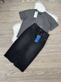 Нова спідниця Міді джинсова з розрізом юбка denim S(36)
