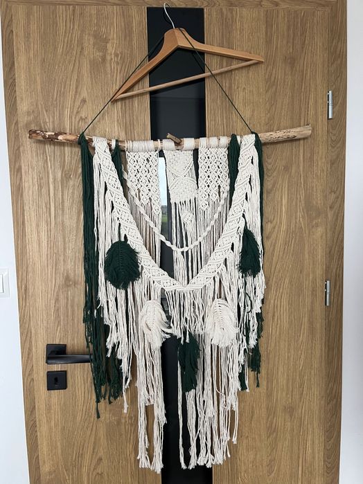 Makrama zielona i śmietankowa boho