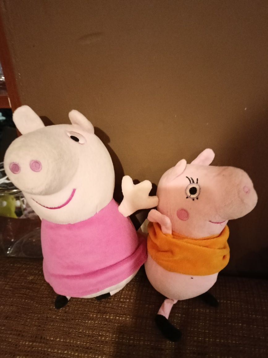 Zestaw zabawek maskotki pluszaki interaktywna świnka Peppa mama świnka