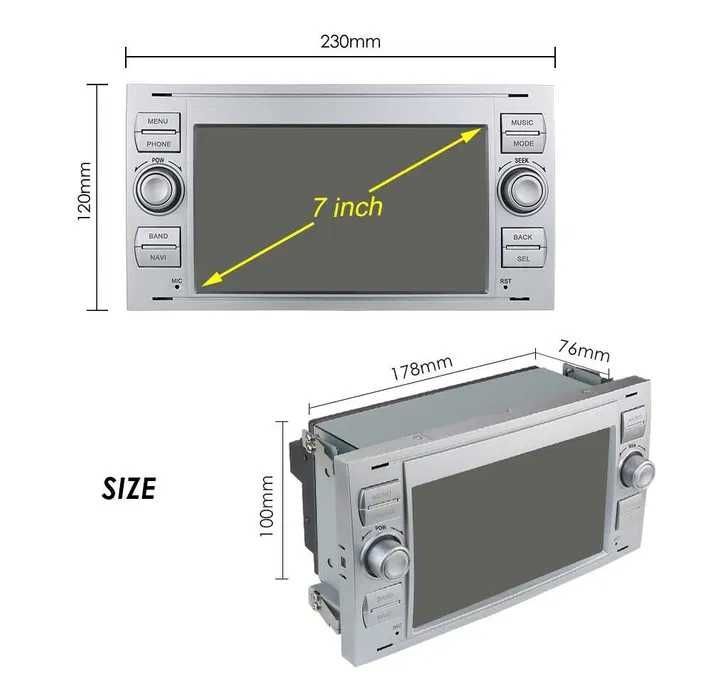 Radio Android Ford Focus Mondeo Smax Cmax Galaxy czarny/srebrny