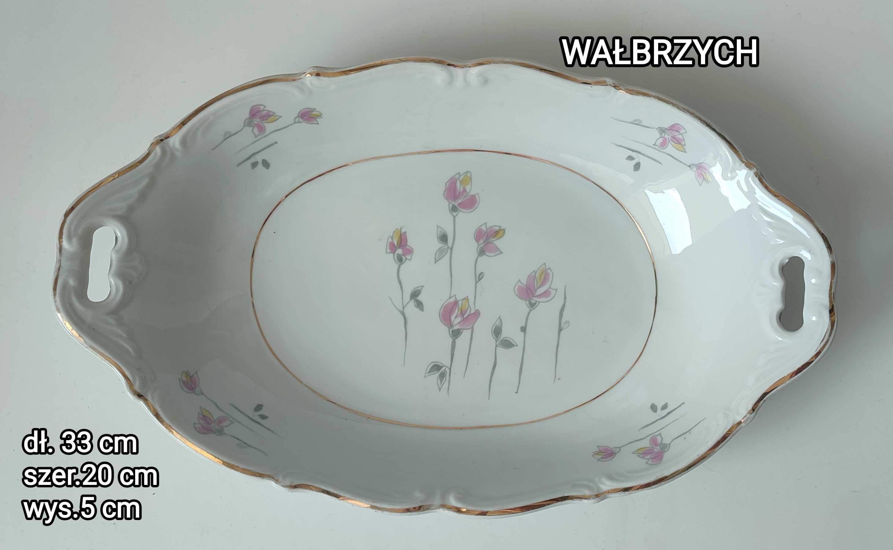 Patera taca porcelanowa owalna Wałbrzych kwiaty