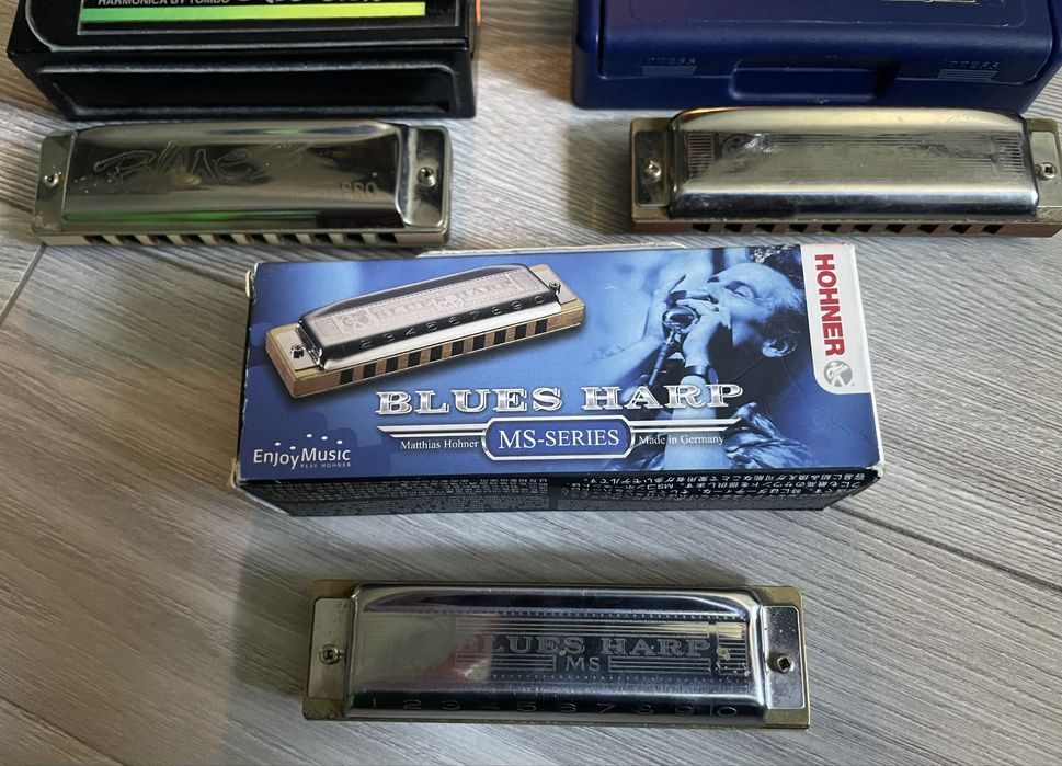 Zestaw 5 harmonijek ustnych m.in.Hohner, Borrah Minevitch.