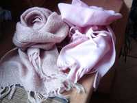 Dwa różowe szaliczki i rękawiczki - bdb !!!