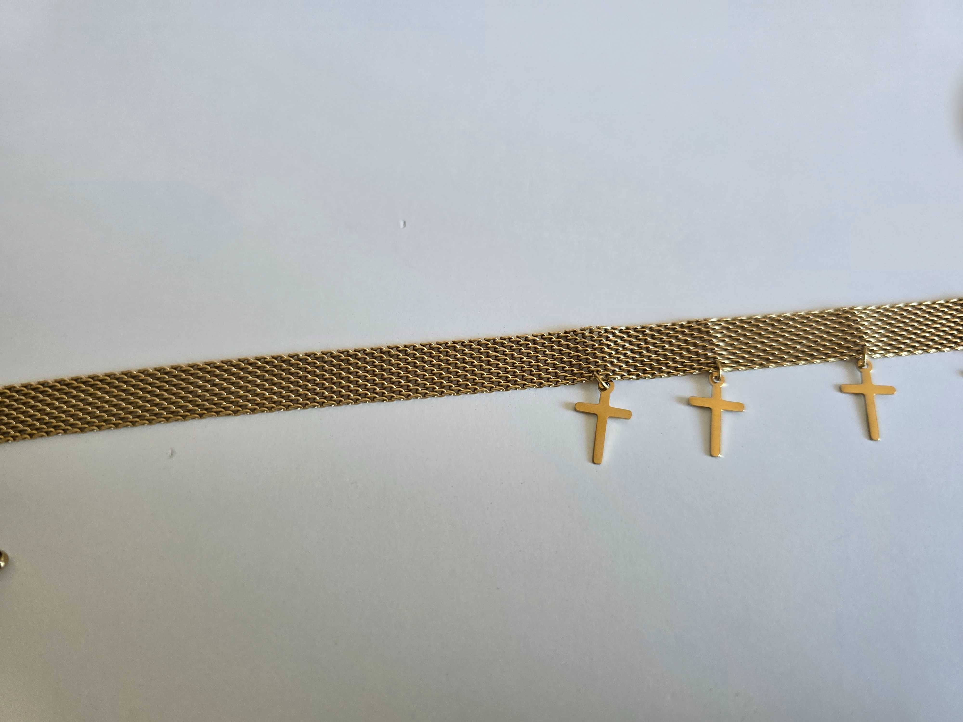 Złoty łańcuszek choker z krzyżami