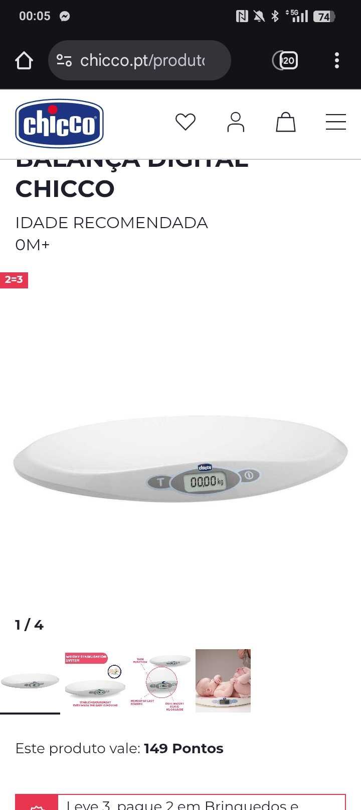 Vendo balança de bebé da Chicco como nova