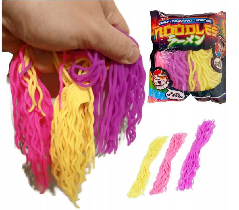 Makaron Sensoryczny Gniotek Noodles Rozciągliwy 3 Różne Kolory