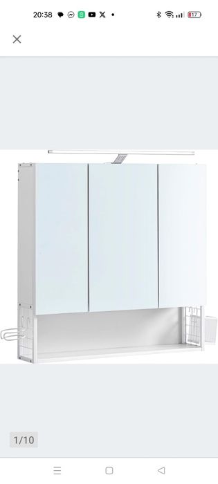 Szafka wisząca łazienkowa z lustrem i oświetleniem LED, 70x70x17cm