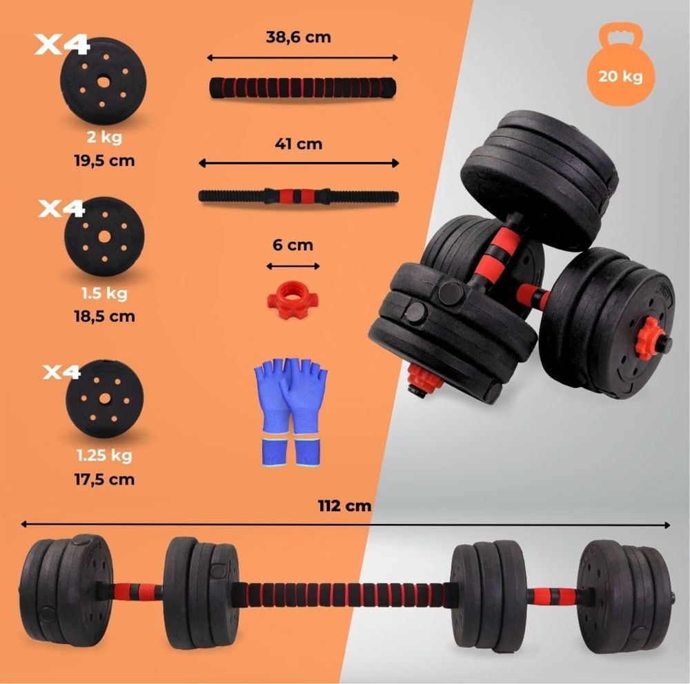 Halteres conjunto de 2 pesos reguláveis com pequenos discos de até 2kg