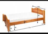 Drewniane łóżko z materacem i stelażem 90x200