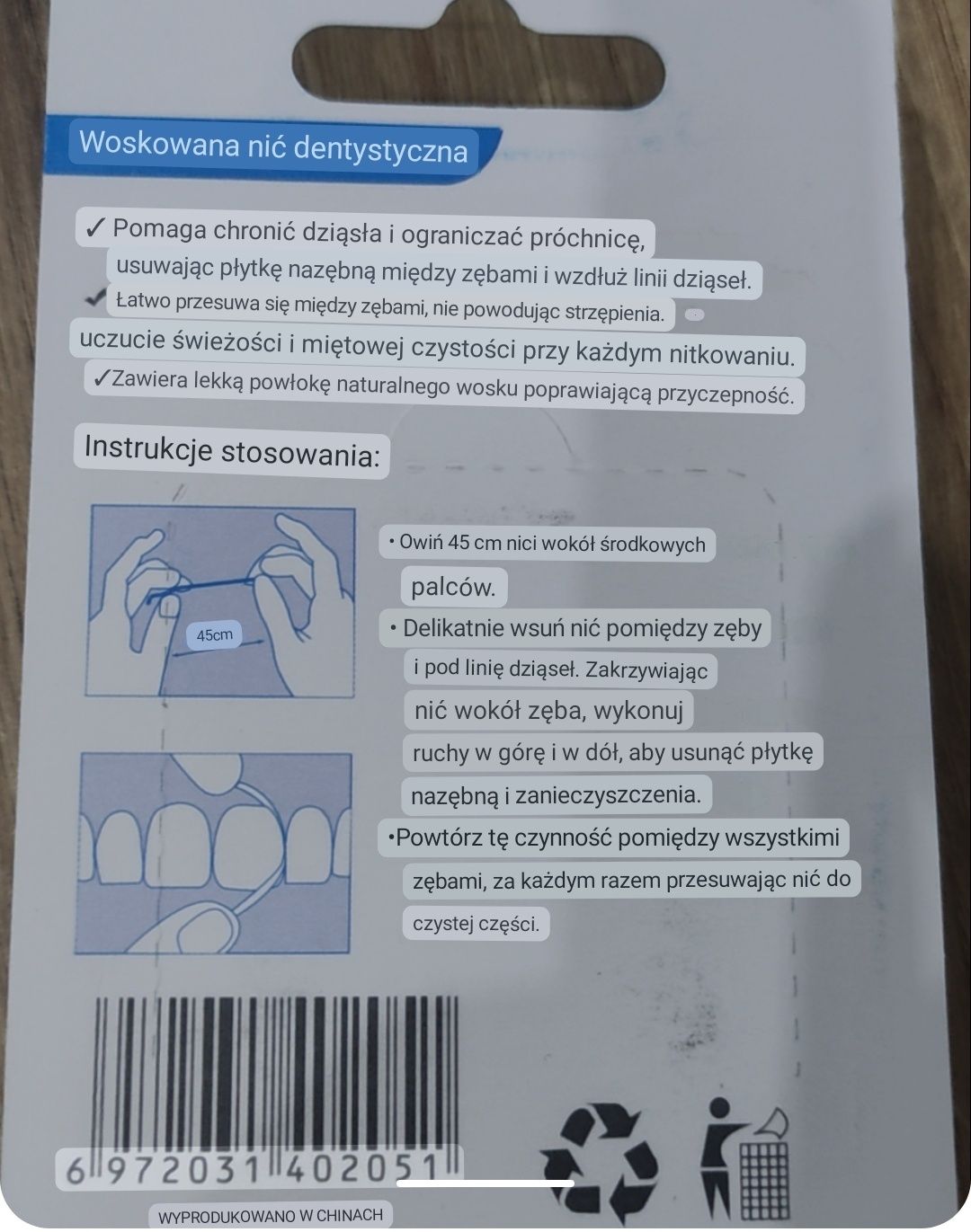 Nić dentystyczna woskowana Dental Gloss 50 metrów