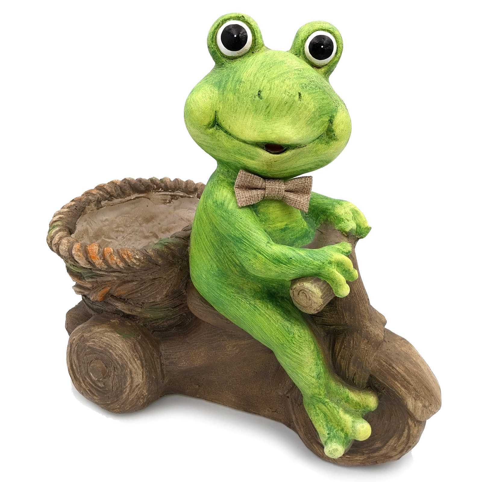 Żaba do ogrodu z doniczką na kwiaty duża figurka ogrodowa 35cm
