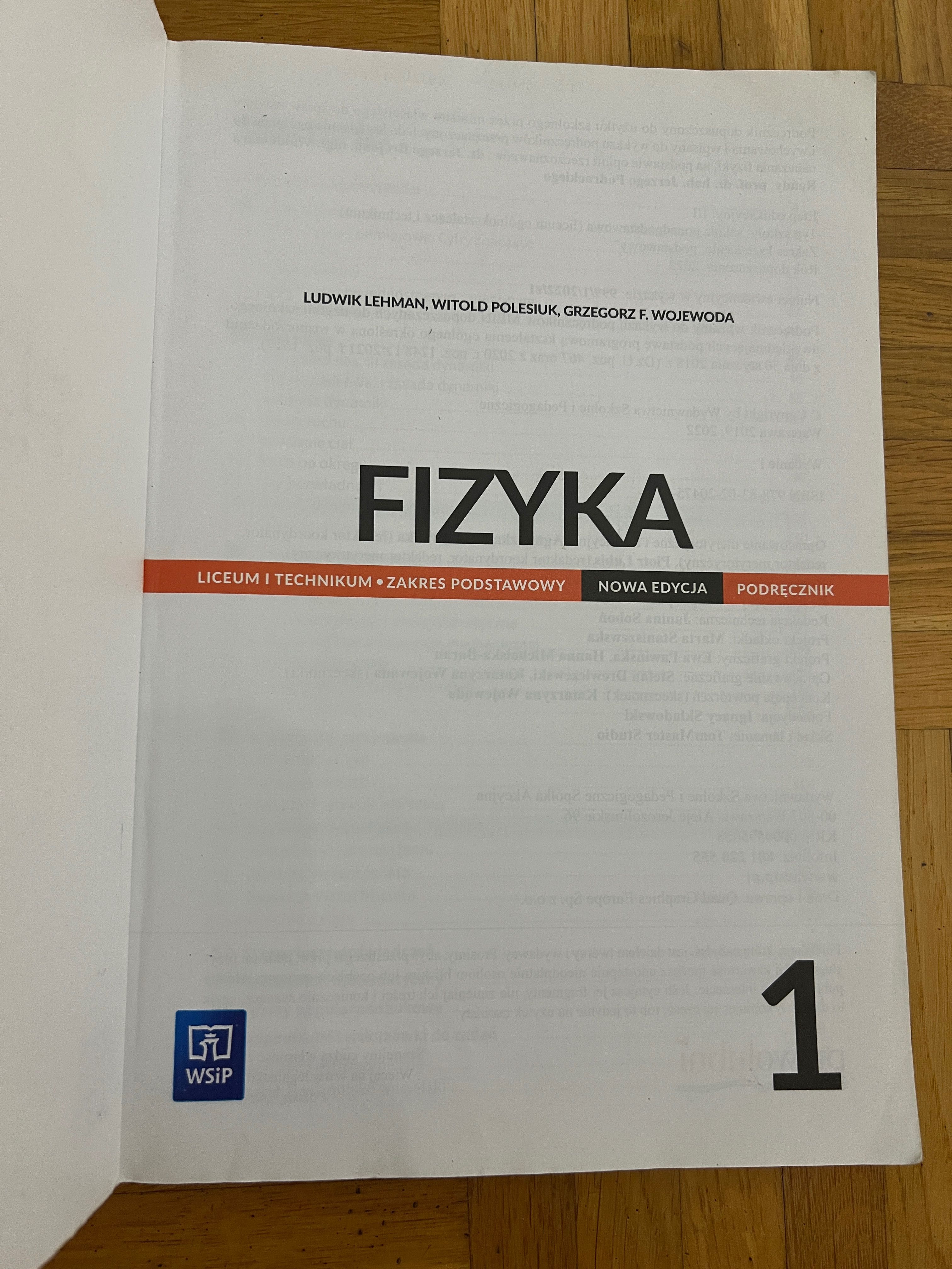 Fizyka 1 Podręcznik liceum technikum zakres podstawowy WSiP