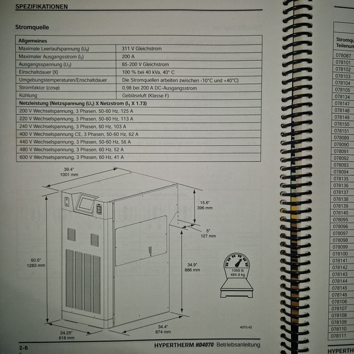 Przecinarka plazmowa 200A Hypertherm HD 4070.