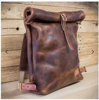 Mochila Backpack Rolltop Couro