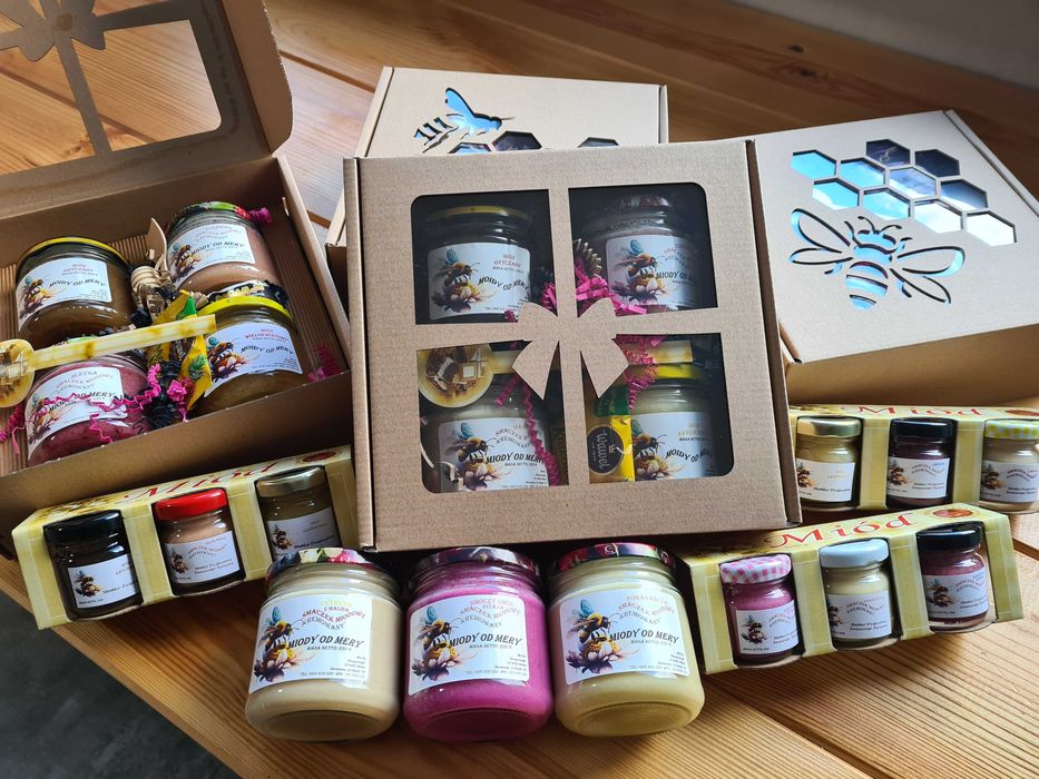 Miód, Duży Zestaw Prezentowy XL 4x250g / Miodowe Smaczki Owocowe / Kit