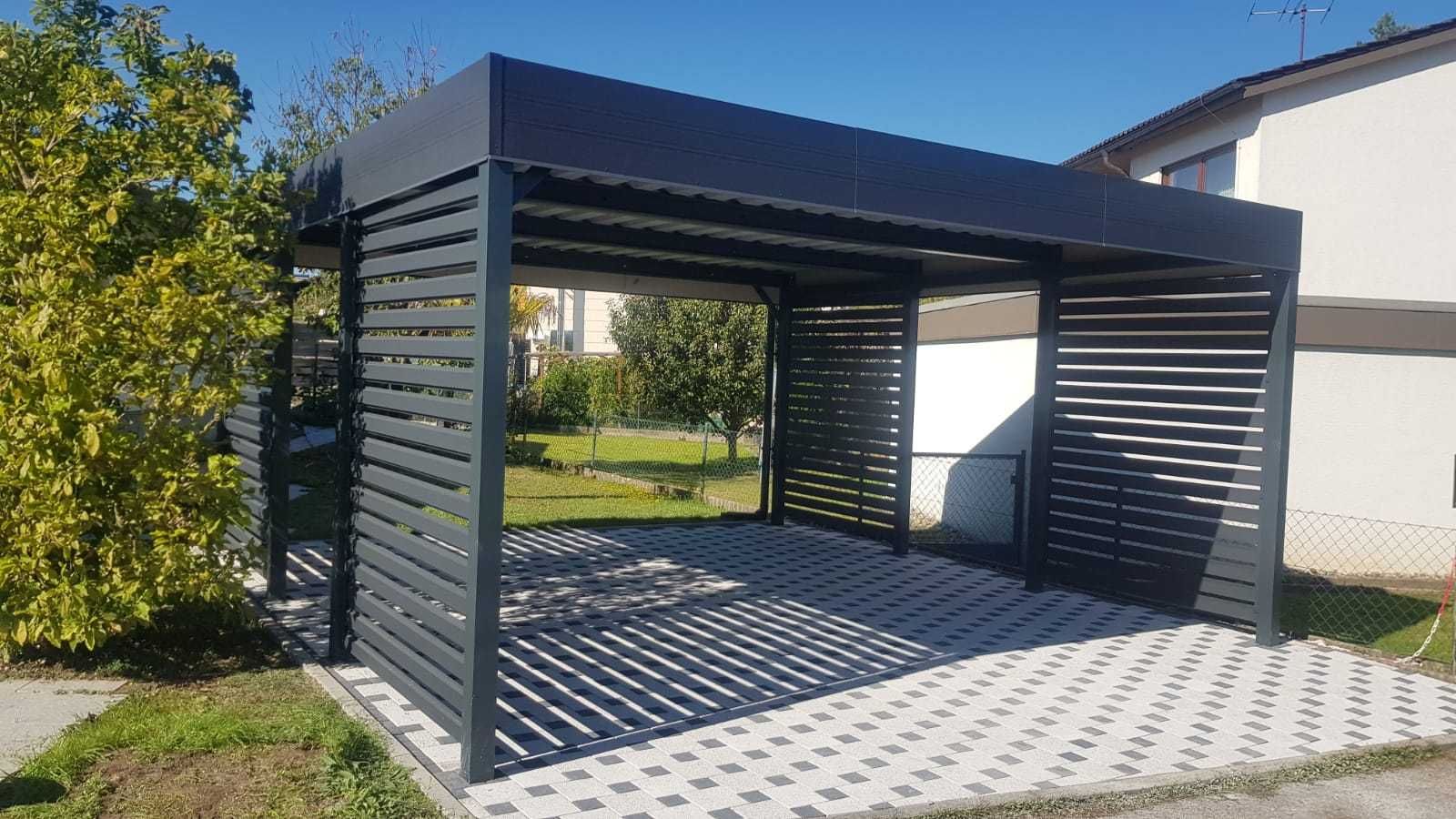 Wiata garażowa, carport, zadaszenie, wiata na dwa auta, żaluzja