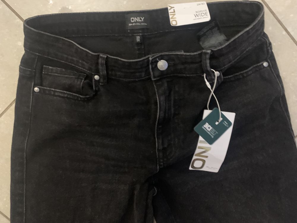 Only, spodnie damskie jeans czarne szerokie r. 29 nowe z metką