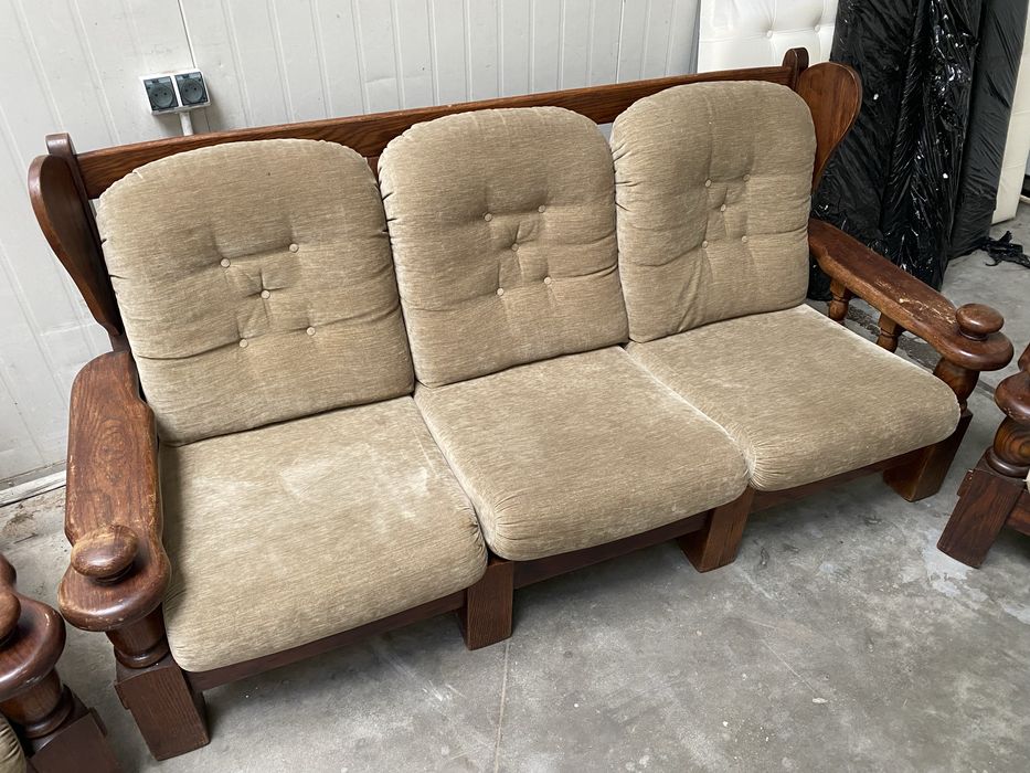 Zestaw meble drewniane sofa2x i  kanapa