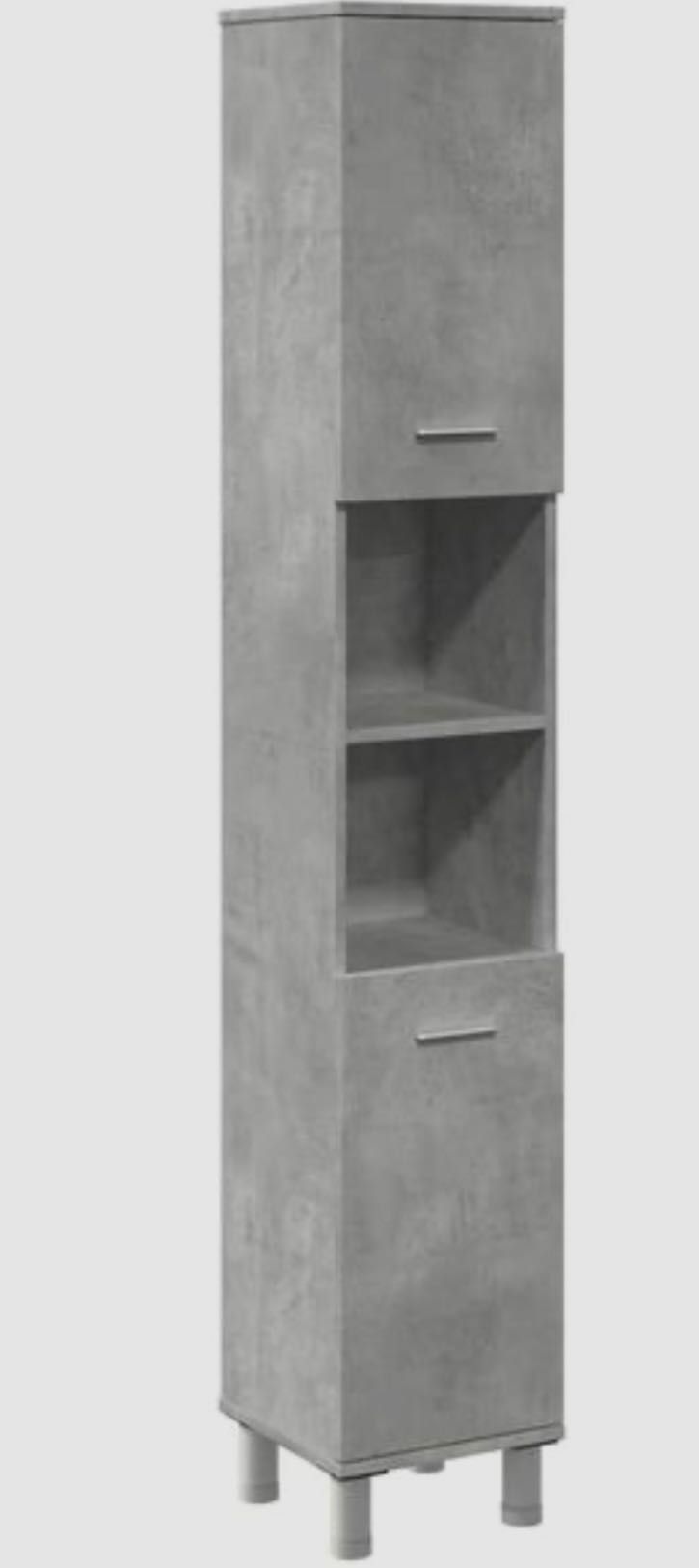 Wąska szafka łazienkowa – kolor beton szary, 179 cm wysokości