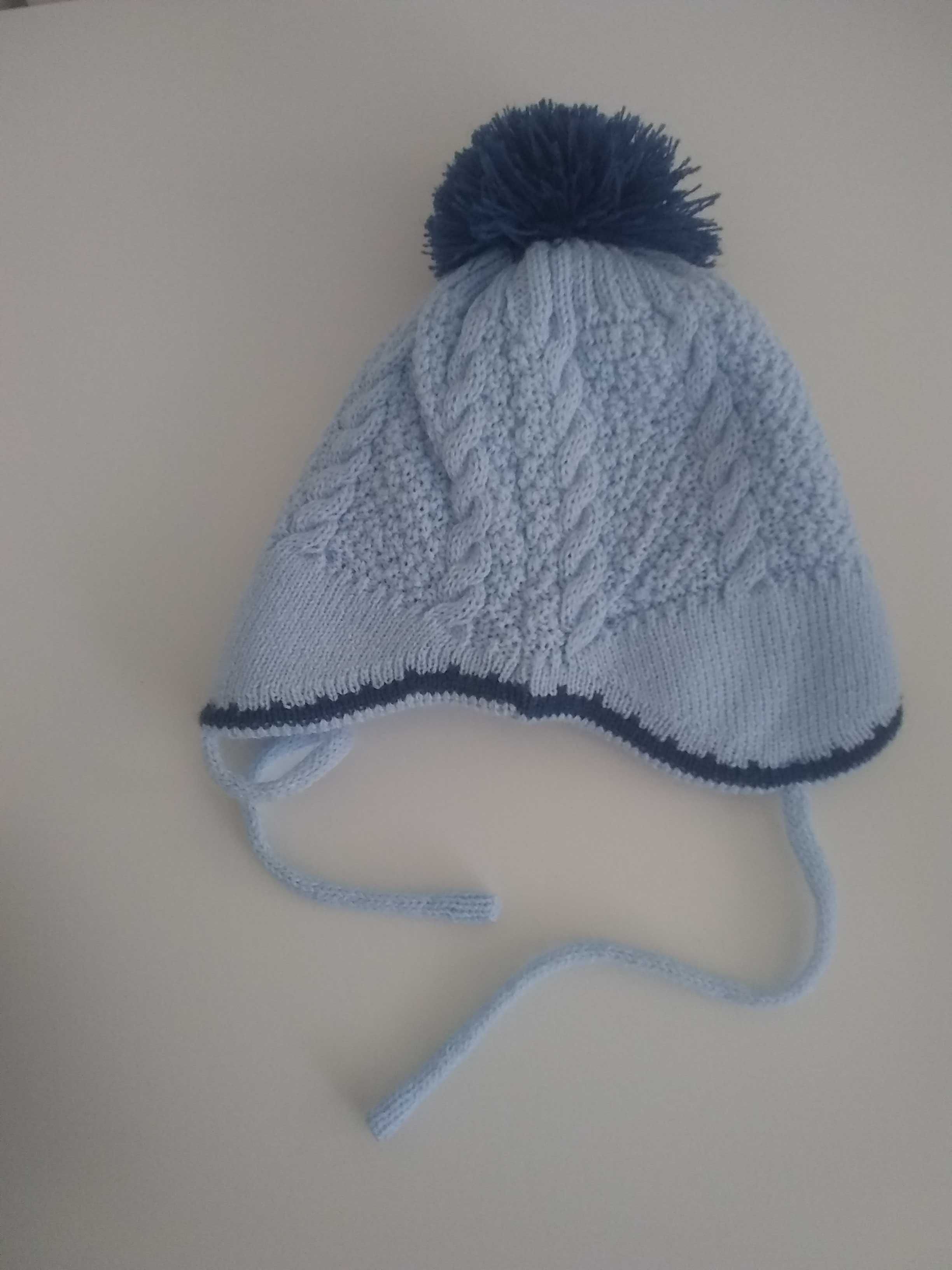 Nowy komplet czapka (r. 40), szalik i rękawiczki chłopięce niebieskie