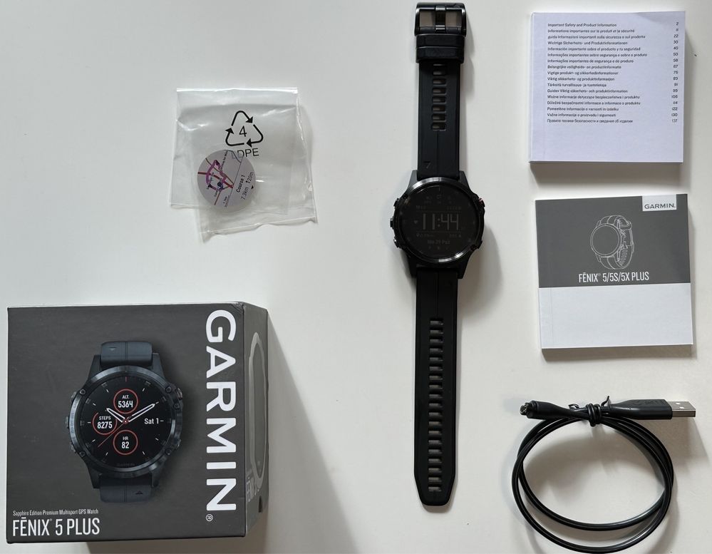 Garmin Fenix 5 Plus Sapphire Czarny 47 mm + gratisy