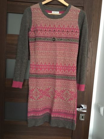 Sukienka tunika we wzory 100% wełna z merynosow Stan jak nowa sweter