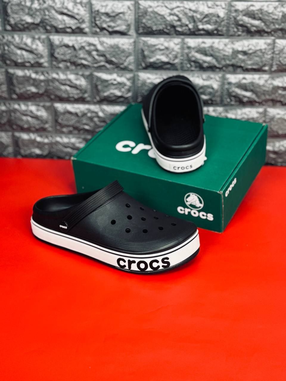 Мужские шлепанцы crocs чёрные тапочки крокс