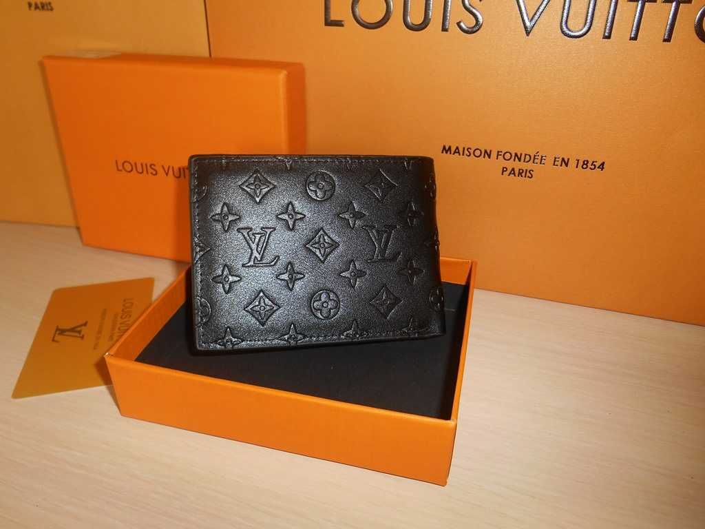 Louis Vuitton portmonetka Czarny portfel męski skóra 555