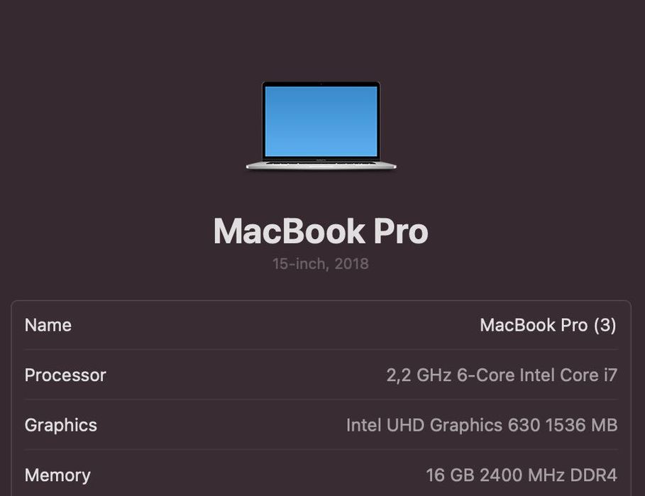 MacBook Pro 15 ((2018))