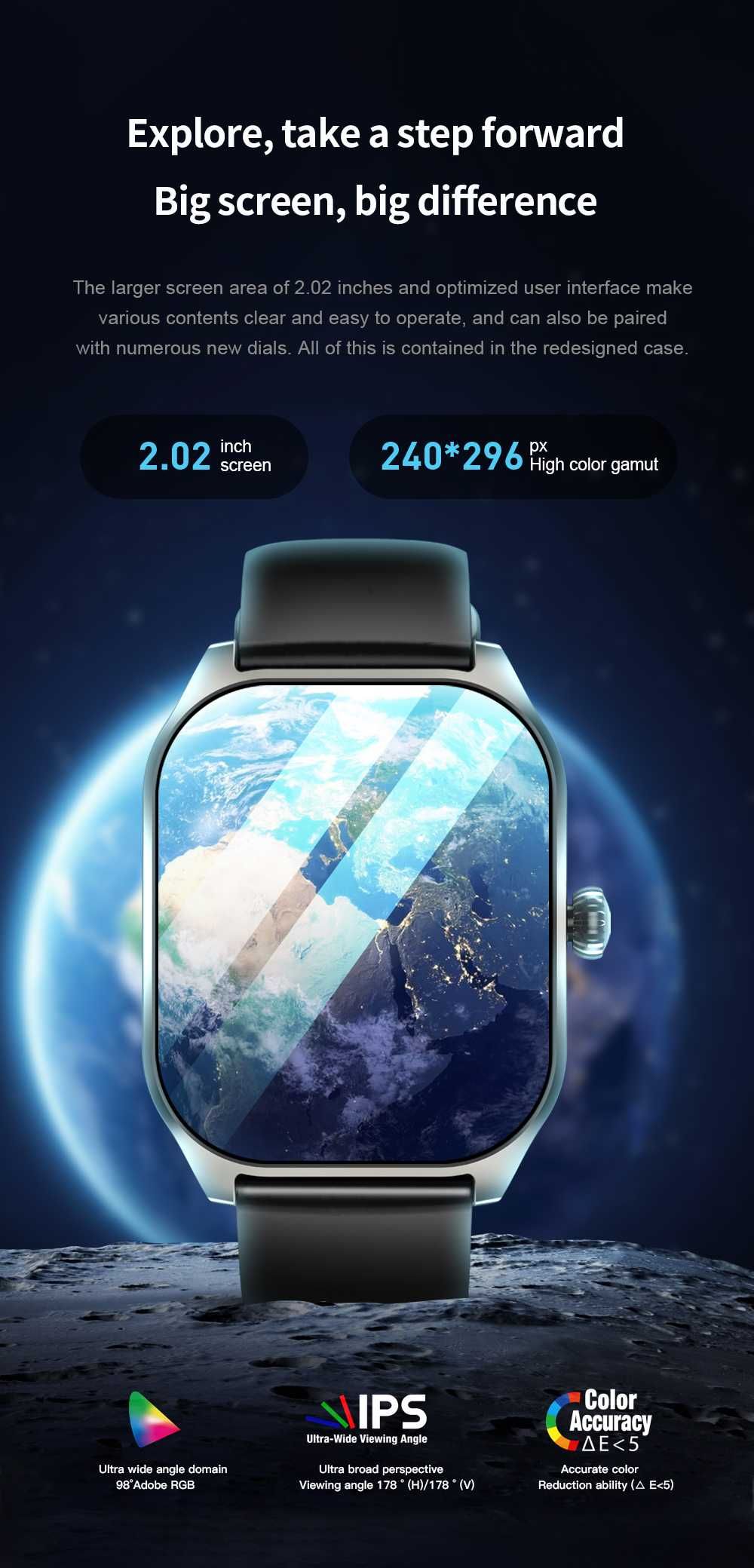 Smartwatch LX306 – Branco e Dourado: Monitoramento de Saúde.