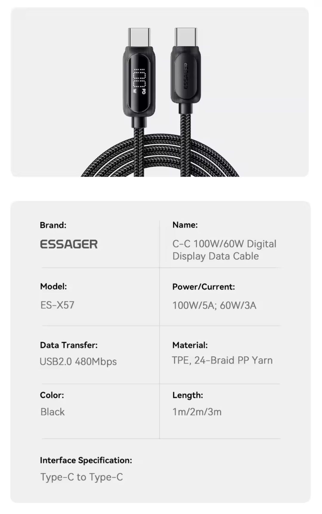 Зарядне Ugreen 65w Gan CD244 Nexode є кабелі 100w type C