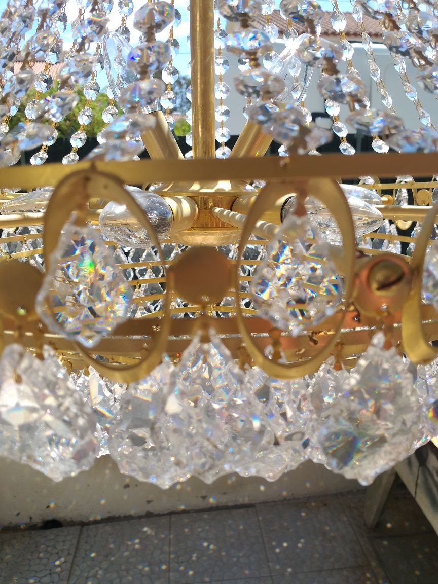 Lustre de Cristal com banho de ouro