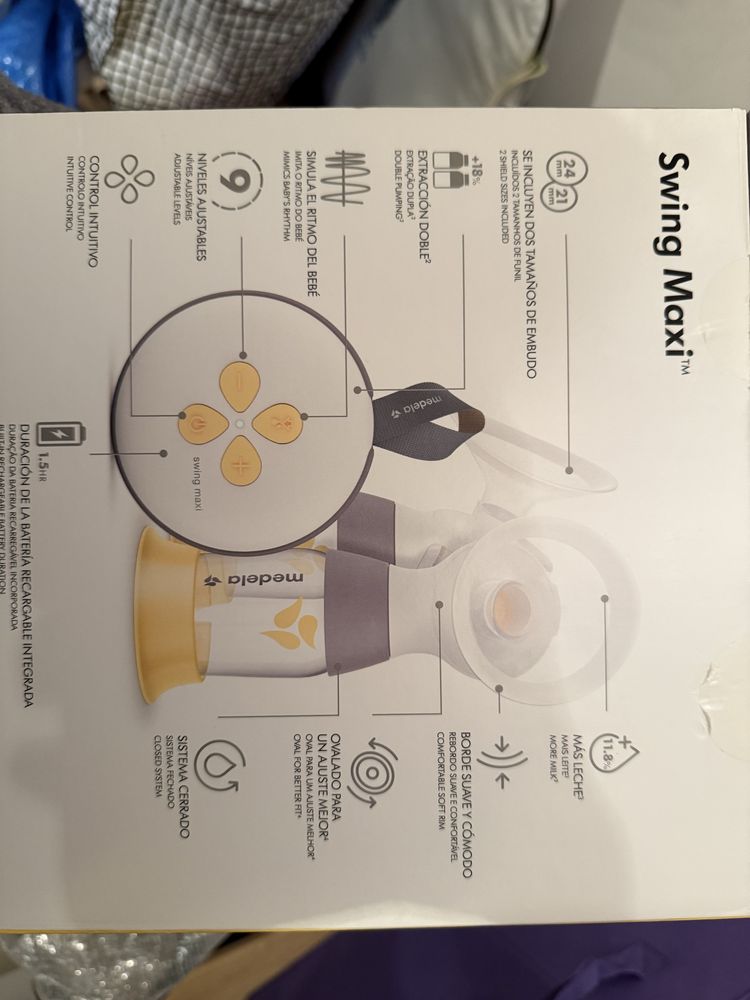 Bomba dupla medela swing maxi + acessorios e garrafas