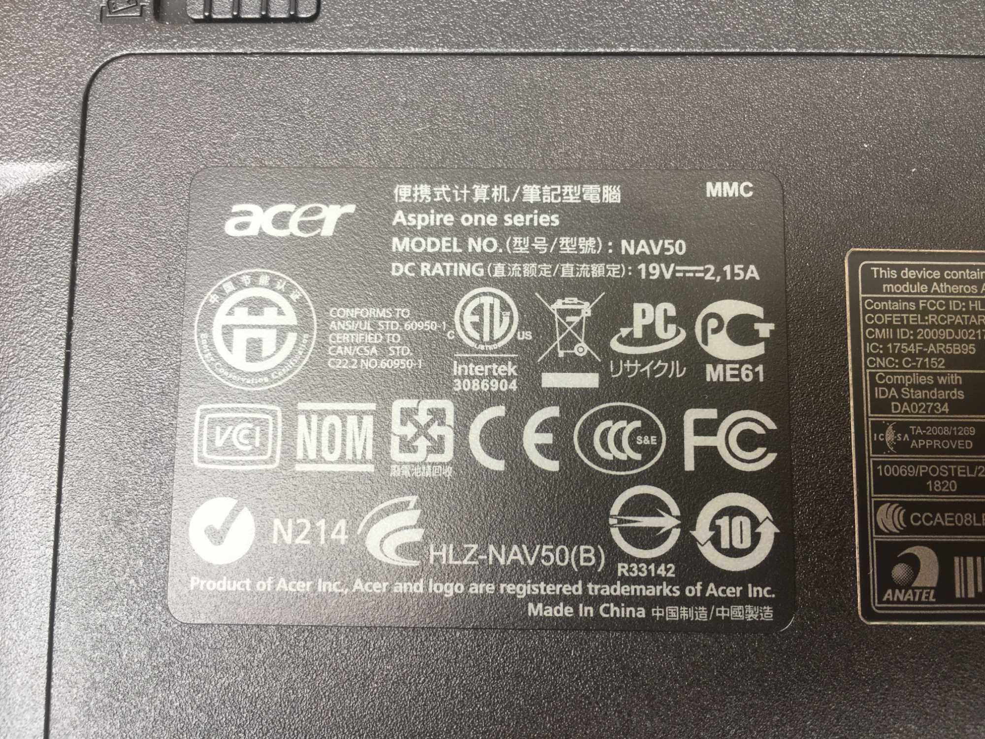 Laptop 10,1" Acer Aspire One NAV50