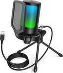 Mikrofon USB FIFINE do gier, pojemnościowy do PS5, światło RGB