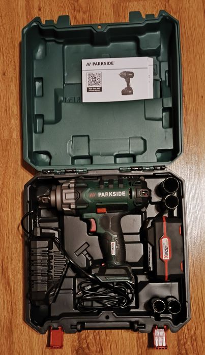 Klucz udarowy Parkside 400nm ładowarka,akumulator i 4 nasadki