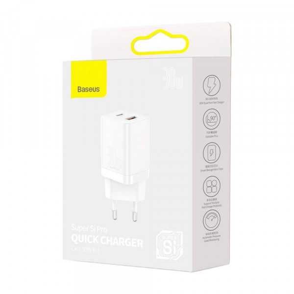 Зарядний пристрій Baseus 30W Super Si Pro Quick Charger USB+Type-C 3A