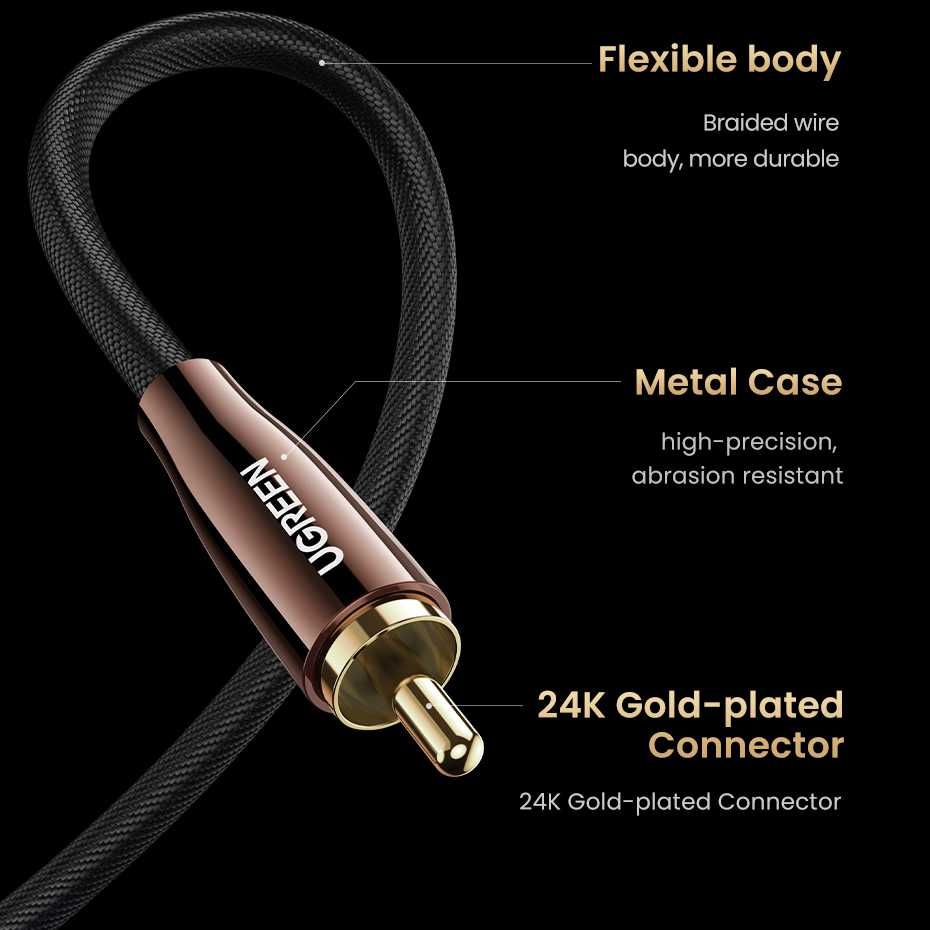 Коаксіальний аудіо кабель RCA на RCA аудио Coaxial PRO S/PDIF UGREEN