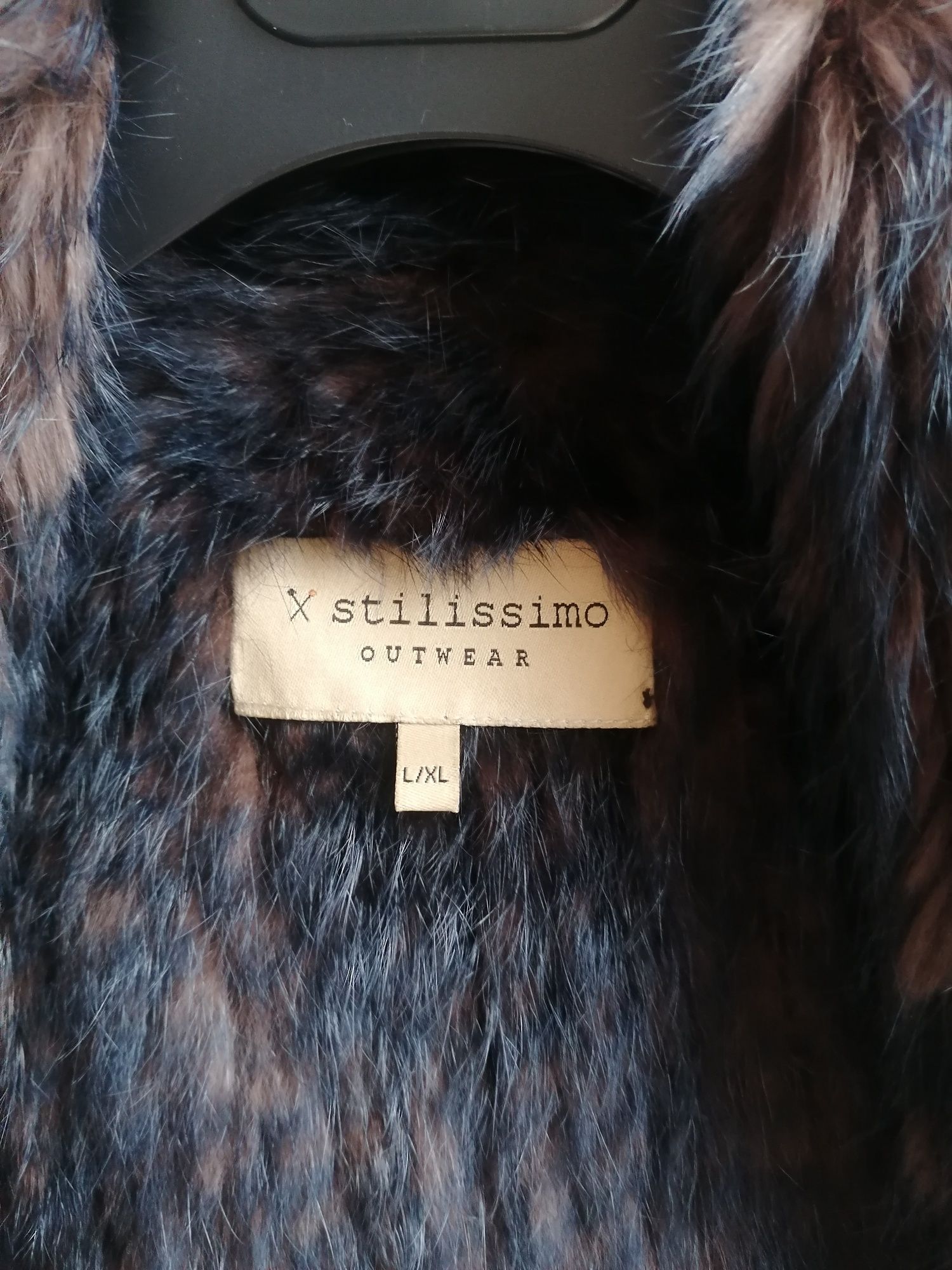 Casaco de pêlo natural castanho com preto