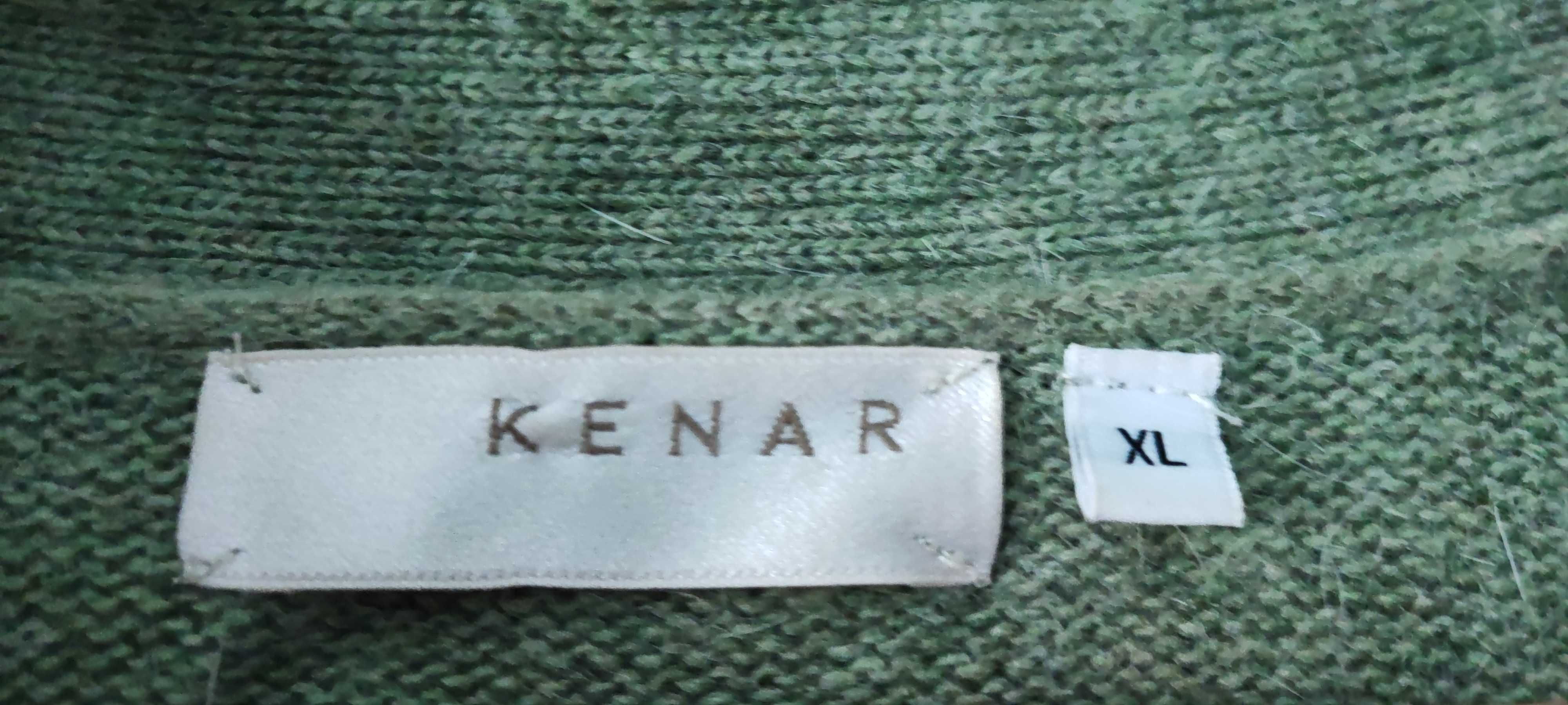 Oliwkowy zielony  sweter damski narzutka kardigan XL