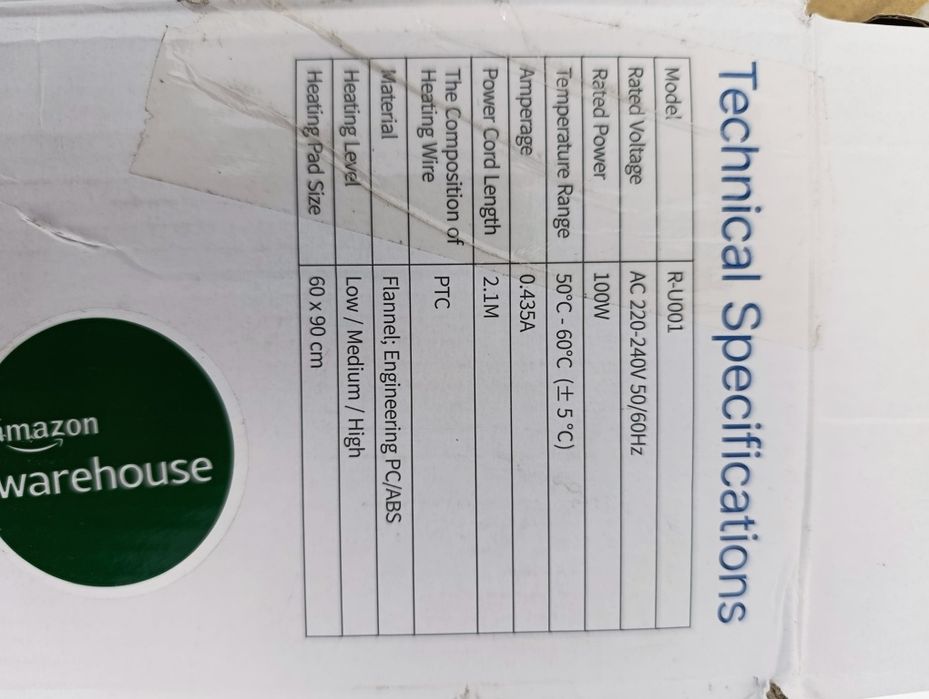 Mało Używana Podkładka Grzewcza Renpho 60x90 cm, 3 Stopnie Temperatura