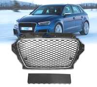 GRELHA LOOK RS3 PARA AUDI A3 8V 12-16 RS3 PRETO CROMADO