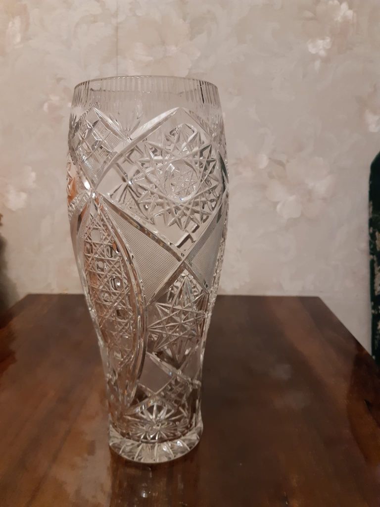 Duży wazon kryształowy, puchar PRL