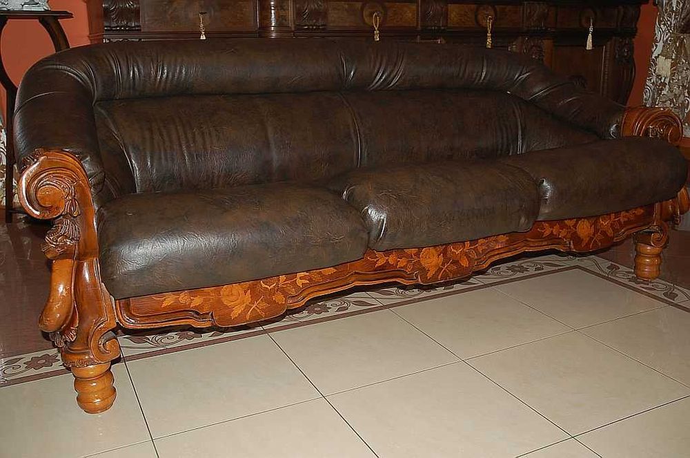 Komplet wypoczynkowy do Salonu  Kancelarii - 3+1+1 - Intarsje - Rzeźby