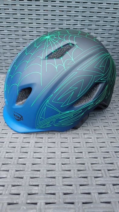 Kask rowerowy dla dzieci niebieski zielone wzory Nowy