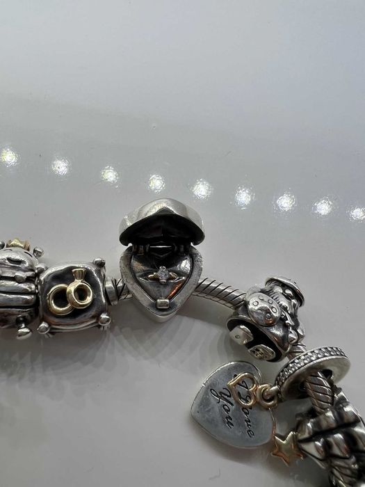 Charms Złoty 18 K Pierścień z Diamentem Pandora Zaręczyny Prezent